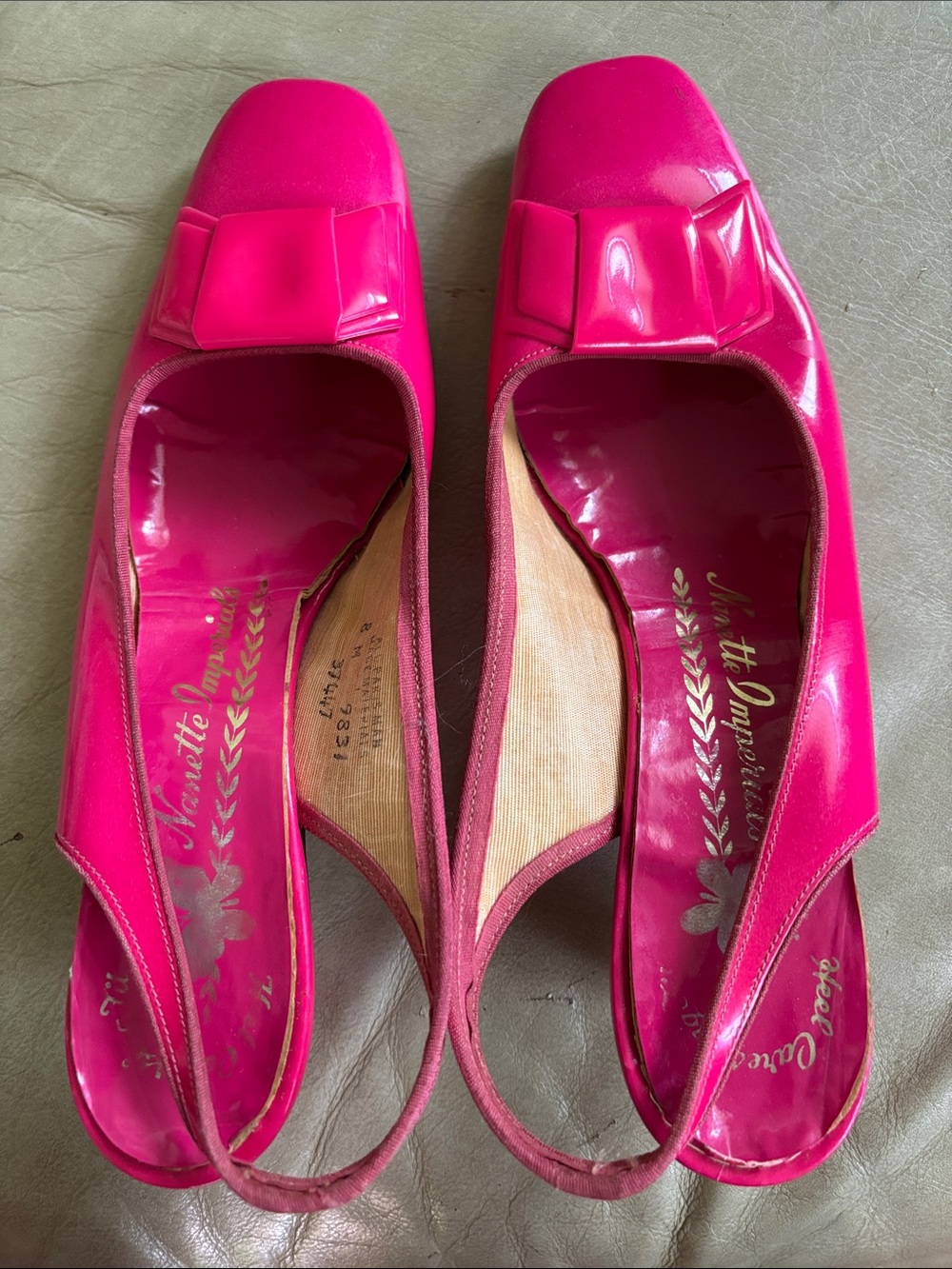 Nanette Imperial vintage Hot Pink Patent Slingback Flats